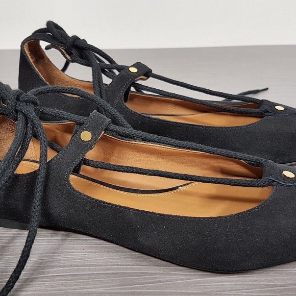 Choe 'Foster' Black Suede Lace-Up Ballet Flat Womens Size 4 / 34 - Picture 9 of 14